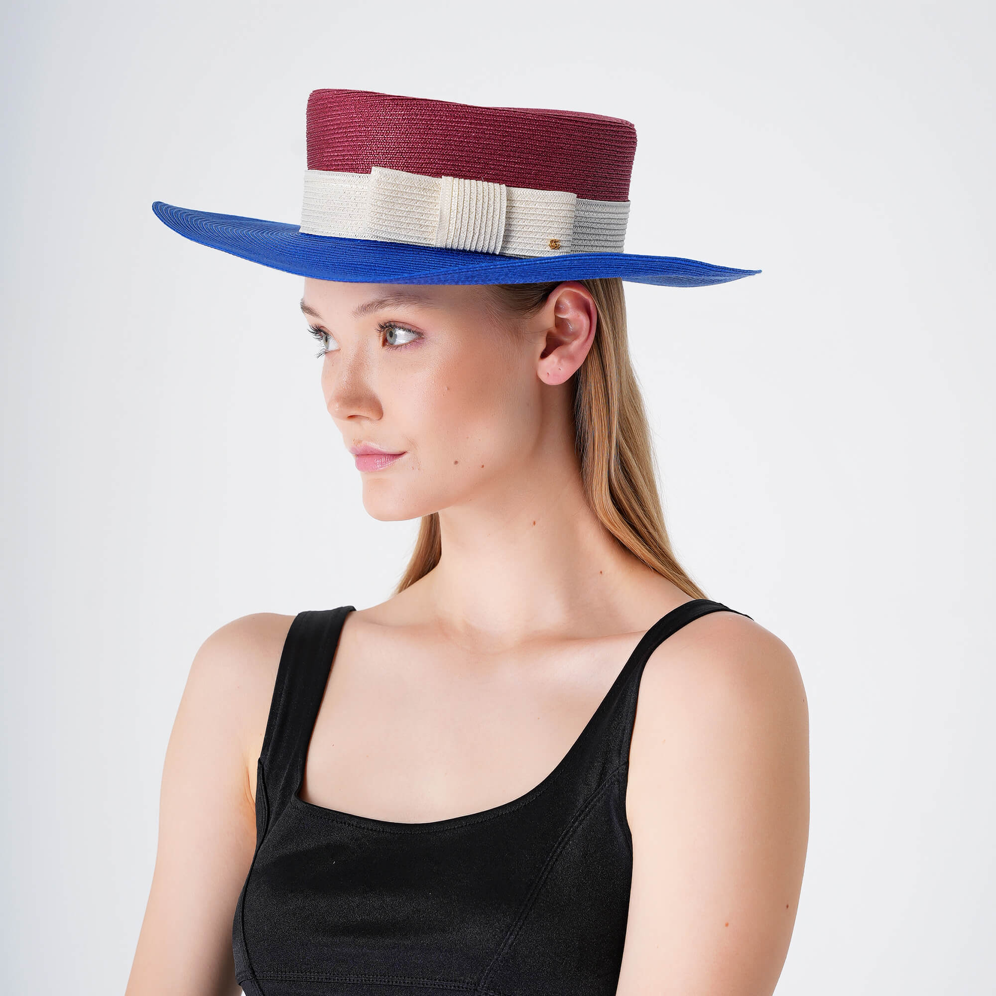 Gucci - Blue and Red Straw Effect Hat